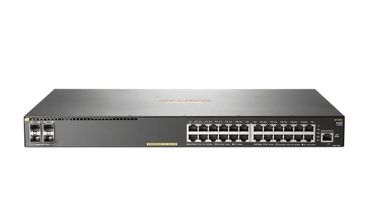 SWITCH HPE ARUBA JL255A 2930F 24G RJ45 POE 370W Y 4 SFP 1/10GE ADMINISTRABLE L3