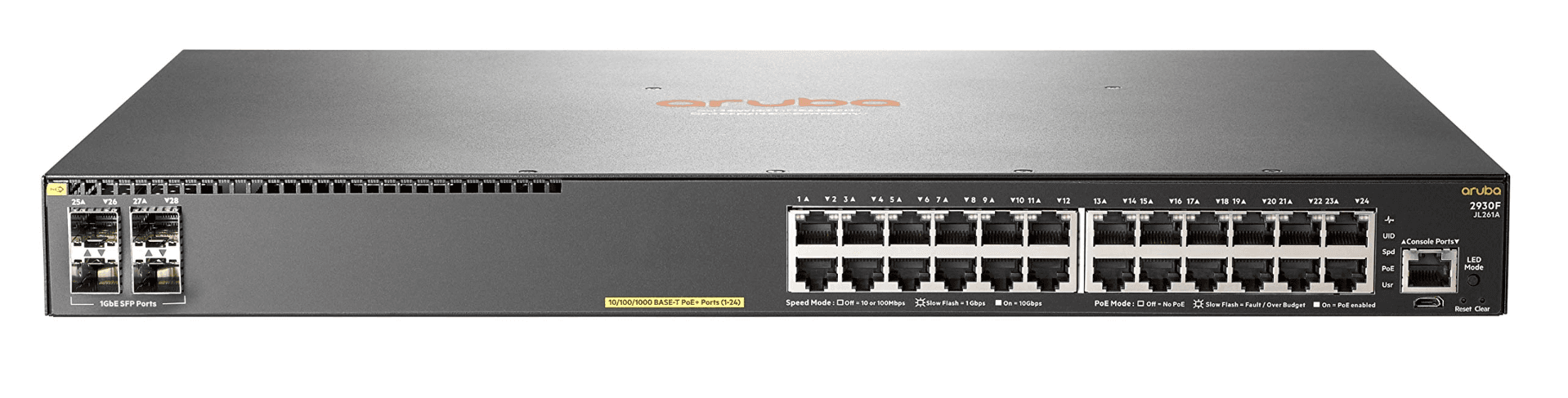 SWITCH HPE ARUBA JL261A 2930F 24G RJ45 POE 370W Y 4 SFP 1G ADMINISTRABLE L3