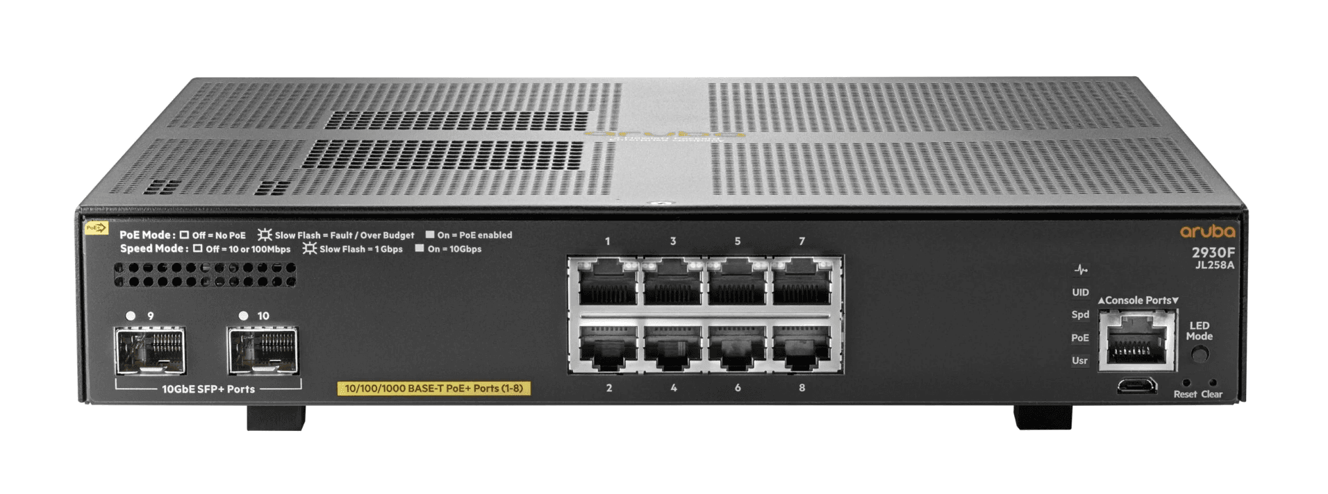 SWITCH HPE ARUBA JL258A 2930F 8G POE 125W Y 2 SFP 1/10GE ADMINISTRABLE L3